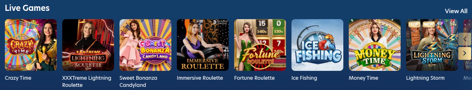 LuckyDreams live games selection